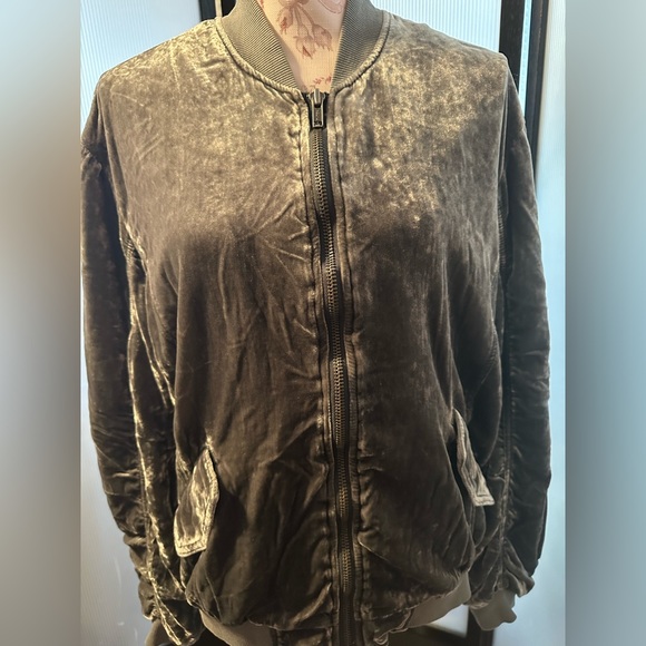 NWOT Free People Velvet Ruched Bomber Jacket - Picture 5 of 12